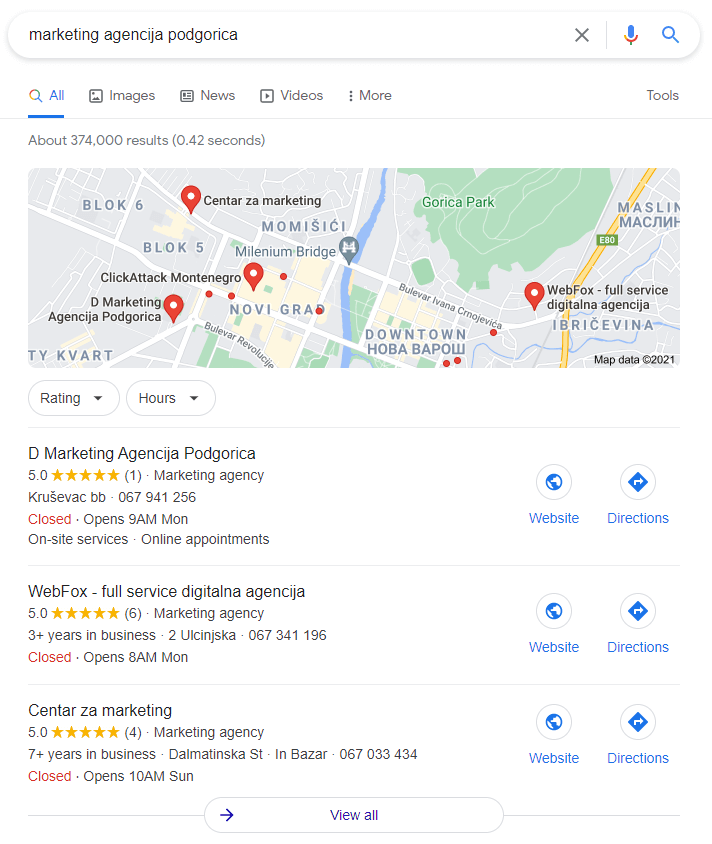 Google Maps pack primjer